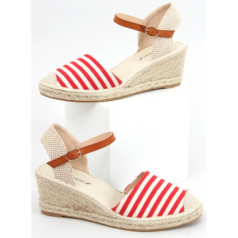 Irma Espadrilles rayées rouges beige 1