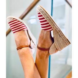 Irma Espadrilles rayées rouges beige 4