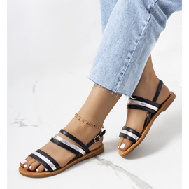 Sandales Hibbins noires pour femme argent 1