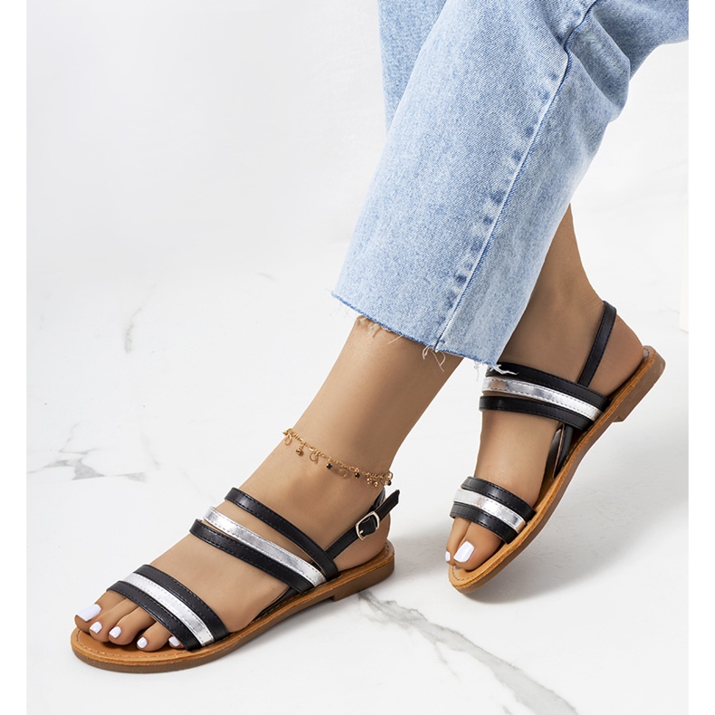 Sandales Hibbins noires pour femme le noir argent 1 Sandales Hibbins noires pour femme le noir argent 1