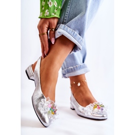 PA2 Ballerines En Cuir Sur Talons Hauts Avec Décoration Elena Argentée 2 PA2 Ballerines En Cuir Sur Talons Hauts Avec Décoration Elena Argentée 2