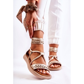 Sandales En Cuir Sur La Plateforme Maciejka 05559-25 Doré 1