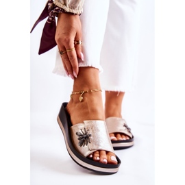 Vinceza Pantoufles pour femmes à la mode avec décoration Golden Holle doré 2