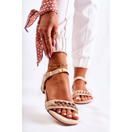 Vinceza Sandales en daim avec chaîne pour femme Beige Norine doré 1