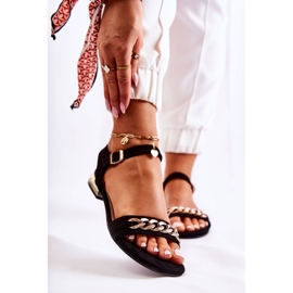 Vinceza Sandales en daim avec chaîne pour femme Noir Norine 1