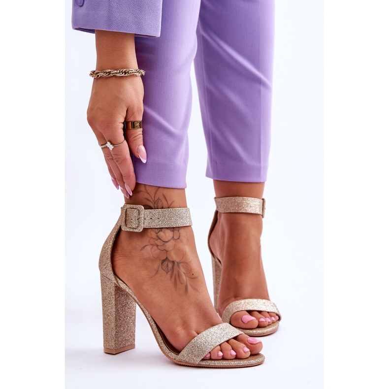 NFR Sandales à Talons Hauts pour Femme Paillettes Dorées Joalice 1