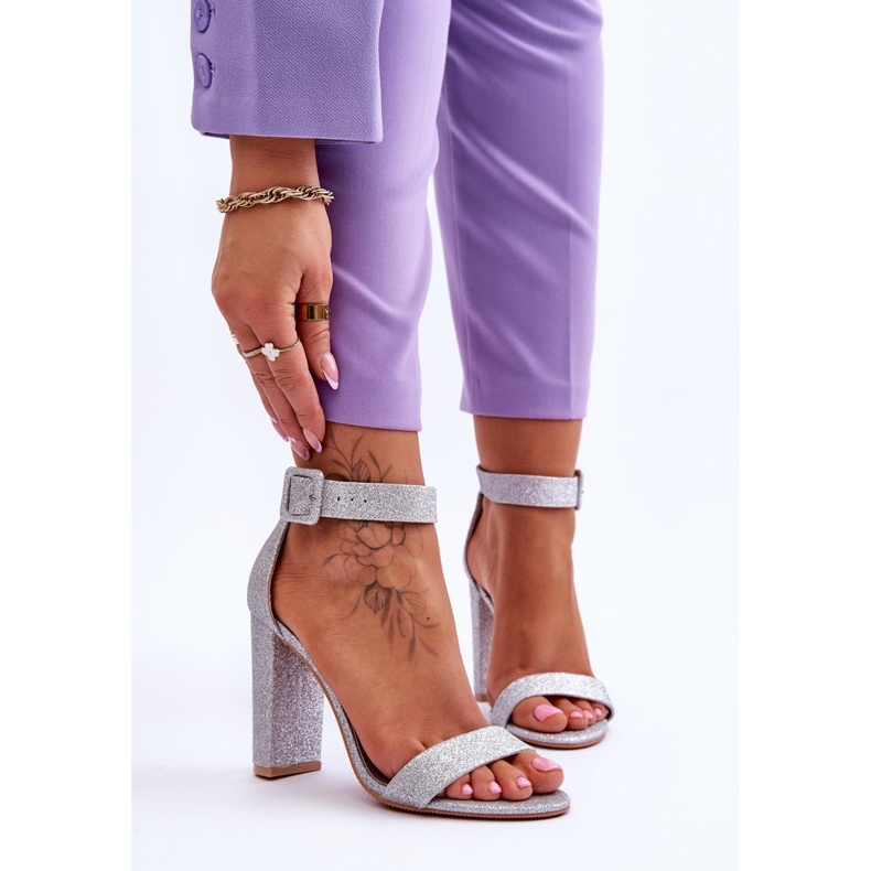 NFR Sandales à Talon pour Femme Paillettes Argentées Joalice 1