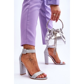 NFR Sandales à Talon pour Femme Paillettes Argentées Joalice 2