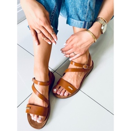 Sandales femme Leaf Camel brun 3