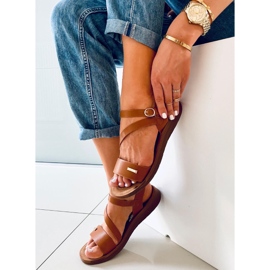Sandales femme Leaf Camel brun 2