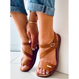 Sandales femme Leaf Camel brun 5