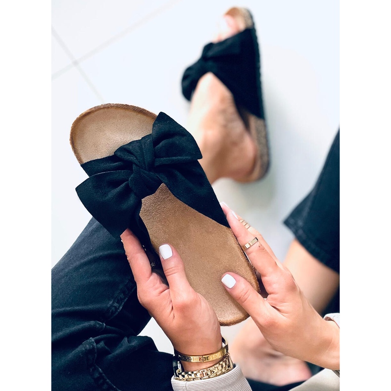 Chaussons en liège avec un nœud Lilas Noir 1