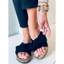 Chaussons en liège avec un nœud Lilas Noir le noir 5