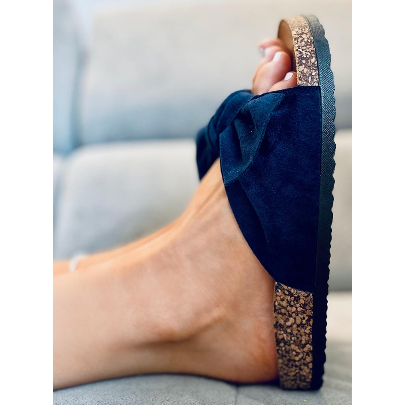 Chaussons en liège avec nœud Lilas DK.BLUE bleu 1 Chaussons en liège avec nœud Lilas DK.BLUE bleu 1