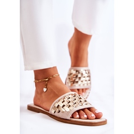 S.Barski Chaussons En Cuir À Talon Plat Pour Femme Beige Hollis 2