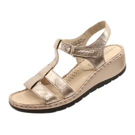 Sandales confort en cuir Caprice 28152-28 341 Taupe Metalic doré 5