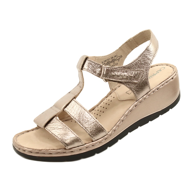 Sandales confort en cuir Caprice 28152-28 341 Taupe Metalic doré 5