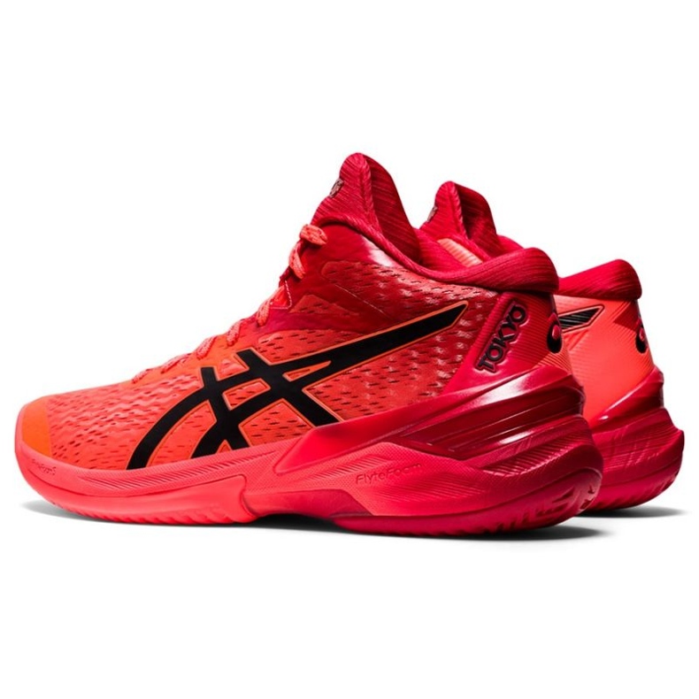 Asics Sky Elite Ff Mt Tokyo W 1052A048 701 chaussures de volley-ball oranges et rouges 2