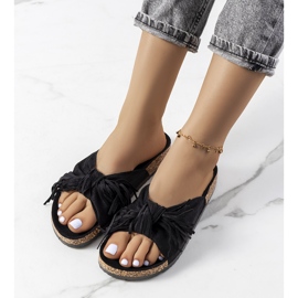 Chaussons à franges Laderies noirs le noir 1