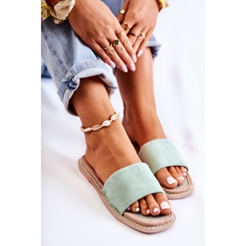 FJ1 Chaussons Femme Daim Vert Coucher de Soleil 3