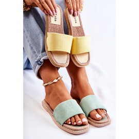 FJ1 Chaussons Femme Daim Vert Coucher de Soleil 4