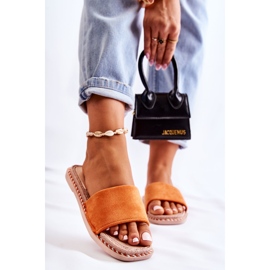 FJ1 Chaussons Femme Daim Orange Sunset 1