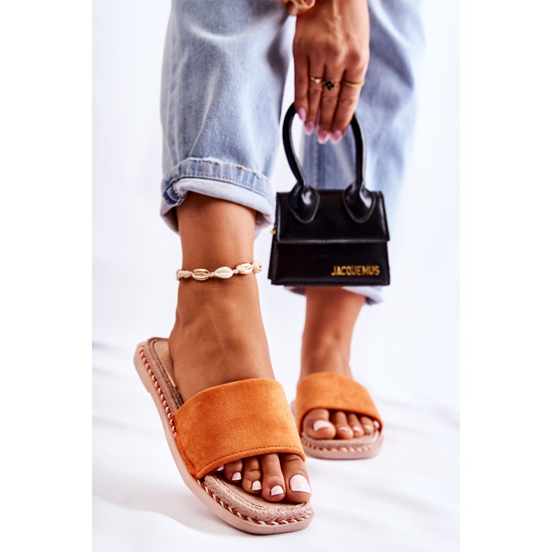 FJ1 Chaussons Femme Daim Orange Sunset 1