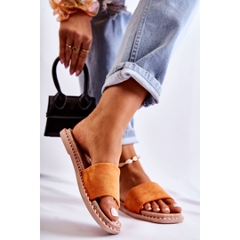 FJ1 Chaussons Femme Daim Orange Sunset 2