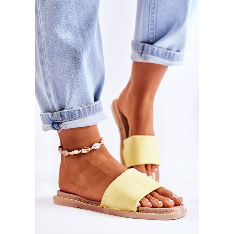FJ1 Chaussons Femme en Daim Jaune Coucher de Soleil 1