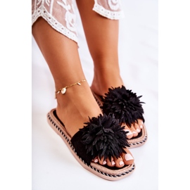 FJ1 Chaussons Femme En Daim Avec Décoration Giorgia Noire le noir 5