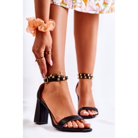 FJ1 Sandales en cuir à talons hauts avec clous Maribel noirs le noir 1