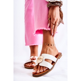 FJ1 Pantoufles confortables pour femmes avec ornement Leila blanc 1
