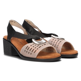 Filippo DS2308/22 Bk Go sandales ajourées en cuir, noir et doré d'or 3