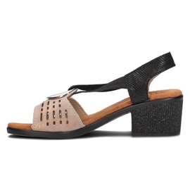 Filippo DS2308/22 Bk Go sandales ajourées en cuir, noir et doré d'or 4