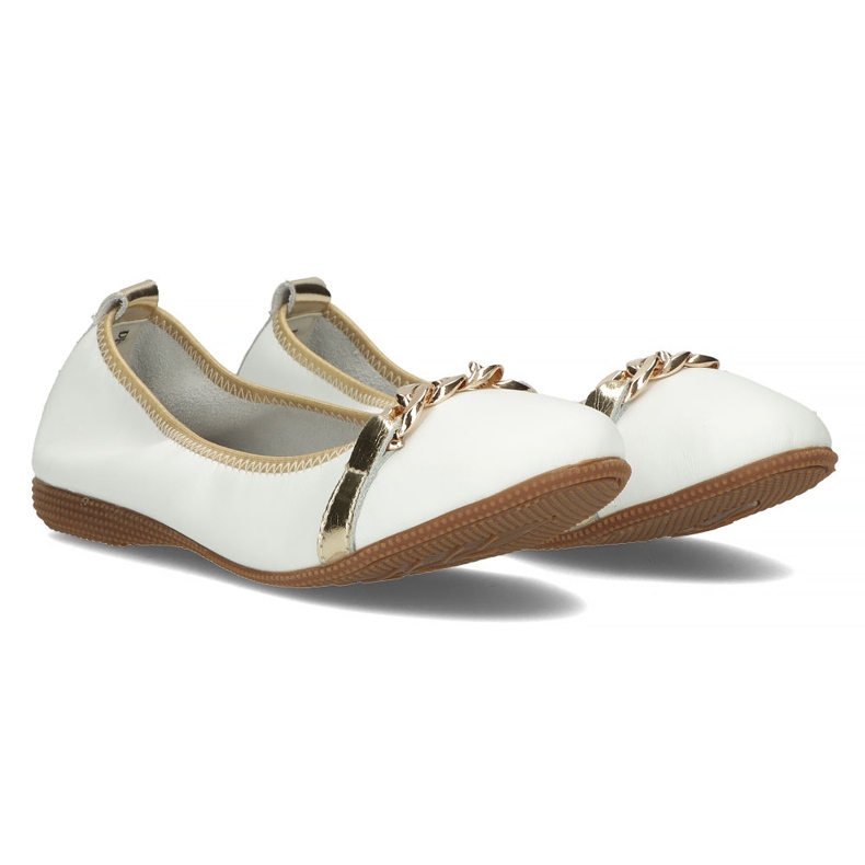 Ballerines en cuir avec chaîne Filippo DP3709/22 blanc blanche 4