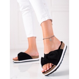 Marquiz Pantoufles Sur La Plate-Forme Avec Un Noeud noir 1