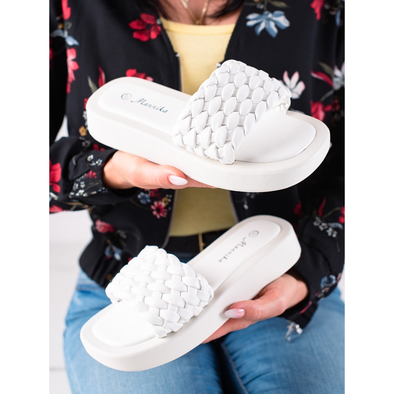 Mannika Pantoufles Sur La Plateforme blanc 1