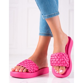 Mannika Pantoufles Sur La Plateforme rose 1