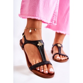 S.Barski Sandales confortables pour femmes avec décoration Sabrine noire le noir 1