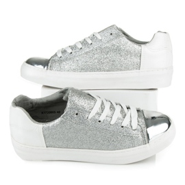 Kylie Baskets à lacets à paillettes gris 1