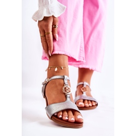 S.Barski Sandales Légères Femme Avec Boucle Argent Foncé Carida 1