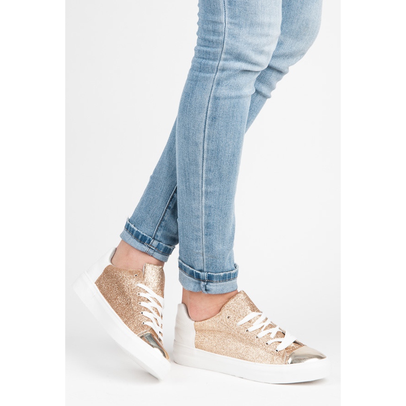 Kylie Baskets nouées à paillettes jaune 1