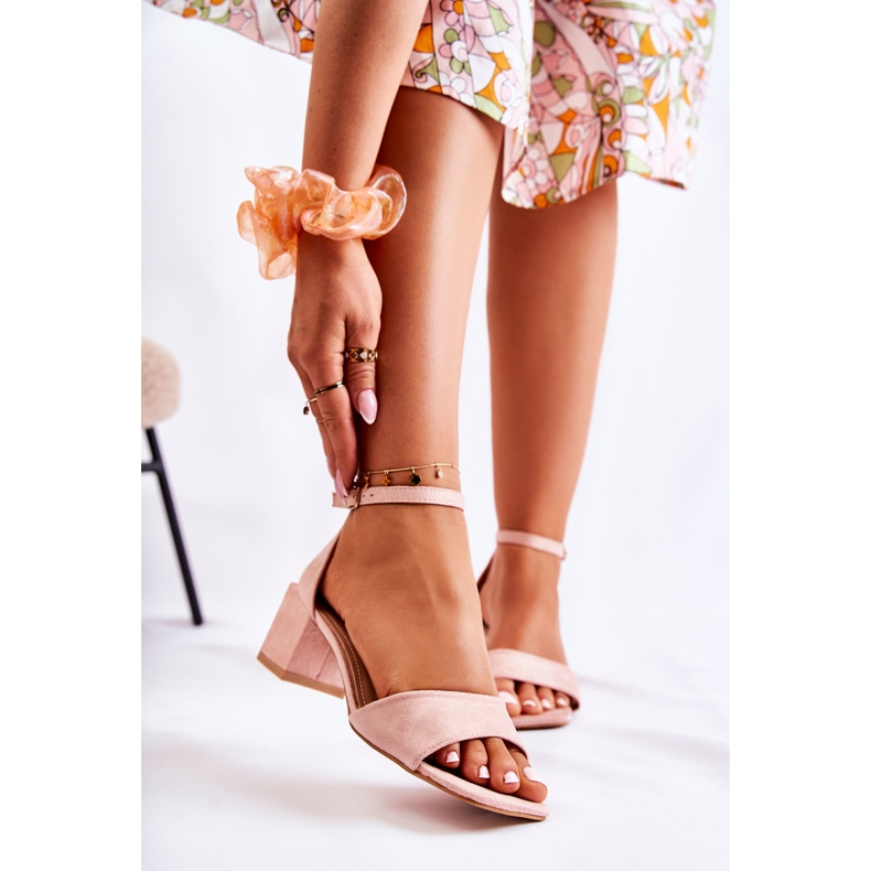 PS1 Sandales en Daim pour Femme à Talon Haut Rose Luciana 1