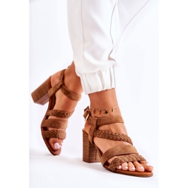 PE1 Sandales à Talons Femme Daim Camel Elora brun 3
