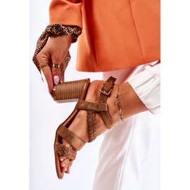 PE1 Sandales à Talons Femme Daim Camel Elora brun 4