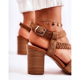 PE1 Sandales à Talons Femme Daim Camel Elora brun 5