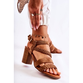 PE1 Sandales à Talons Femme Daim Camel Elora brun 1