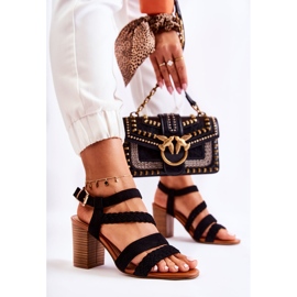 PE1 Sandales à talon en daim pour femme Noir Elora le noir 5