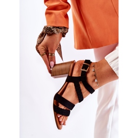 PE1 Sandales à talon en daim pour femme Noir Elora le noir 4