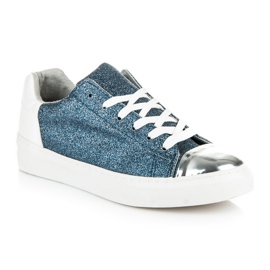 Kylie Baskets à lacets à paillettes bleu 1